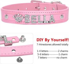 img 3 attached to Personalized XS Pink Dog Collar With Rhinestone Letters - Perfect For Small & Medium Dogs!
