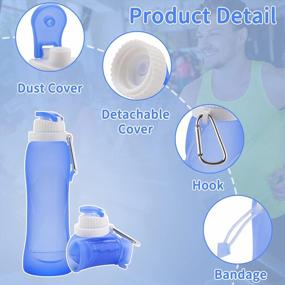 img 2 attached to Vetoo 16.9 Oz Leakproof Collapsible Water Bottle - Large Capacity, Portable For Travel & Outdoor Sports - Blue