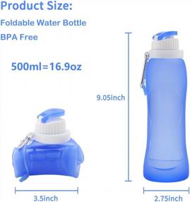 img 3 attached to Vetoo 16.9 Oz Leakproof Collapsible Water Bottle - Large Capacity, Portable For Travel & Outdoor Sports - Blue