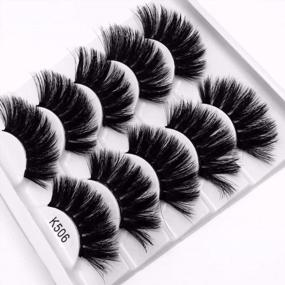 img 4 attached to Handmade 3D Mink Hair False Eyelashes - Set Of 5 Pairs For Criss-Cross, Wispy, And Fluffy 22Mm-25Mm Lashes Extension - Perfect Eye Makeup Tool (K506)