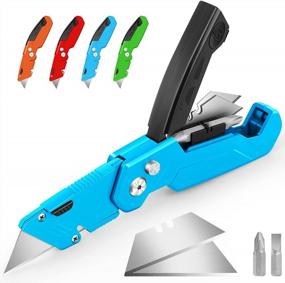 img 4 attached to DIYSELF 1 Pack Box Cutter Utility Knife With 2 Replacement Blades, Box Cutters, Exacto Knife, Box Knife, Box Opener, Box Cutter Knife, Razor Knife Utility, Work Knife, Utility Knives (Blue)