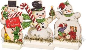 img 2 attached to Primitives By Kathy Vintage Christmas Stand Up Set, Set Of 3, Retro Snowmen, 3 Piece, 32297