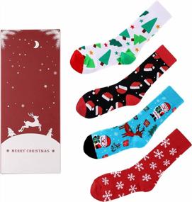 img 1 attached to Женские рождественские носки: теплые зимние носки-тапочки для праздничного веселья!