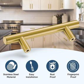 img 3 attached to TICONN 30Pcs 5" Cabinet Pulls, Stainless Steel Round Bar Handle For Kitchen Drawer Hardware With 3" Center-To-Center Mounting Hole (Brass Finish)