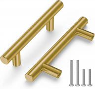 ticonn 30pcs 5" cabinet pulls, stainless steel round bar handle for kitchen drawer hardware with 3" center-to-center mounting hole (brass finish) logo