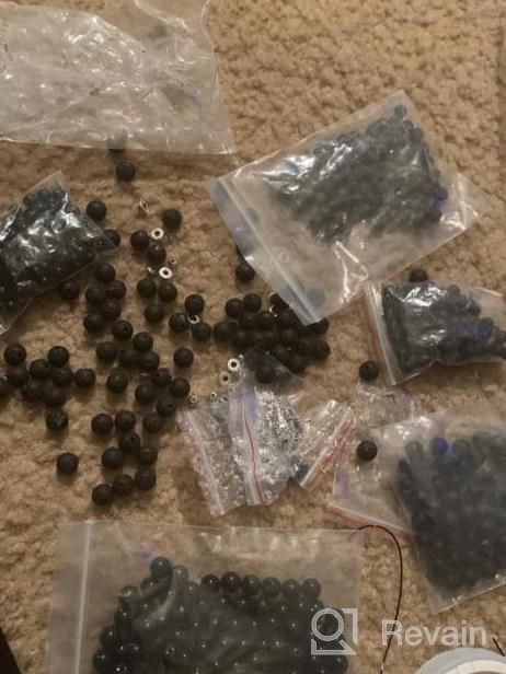 img 1 attached to 700Pcs Lava Beads Kit With Elastic Bracelet String For Essential Oil Diffuser Jewelry Making Supplies - Black Glass Rock Stone Beads By Paxcoo review by Allison Acosta