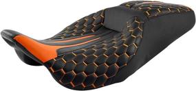 img 2 attached to 🏍️ Premium Hexagon Scorched Orange Stitched Motorcycle Seat - Compatible with 2009-2022 Harley Touring Models (Road King, Street Glide, Electra Glide, Road Glide)