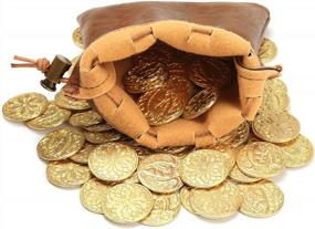 img 1 attached to Fantasy Coin Set With PU Leather Bag - 50 Gold Metal Coins For Board Games, Dungeons & Dragons, And Tabletop RPGs - Medieval Retro Accessories And Game Tokens