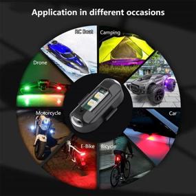 img 2 attached to Upgrade Your Safety with LECART 4Pcs LED Strobe Lights: 8 Colors for Aircraft, Car, Motorcycle, Bike, Drone, and RC Boat - USB Charging & Anti-collision Night Signal Emergency Light