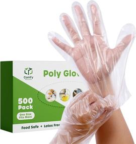 img 4 attached to 500 Disposable Poly Plastic Gloves for Safe Food Handling - Latex & Powder Free