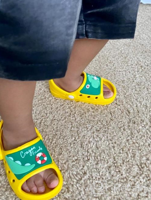 img 1 attached to 👣 Comfortable and Safe Toddler Slide Sandals for Beach and Pool - Holynissl Non-Slip Kids' Slippers review by Alex Barnes