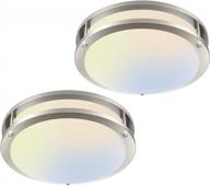 versatile and energy-efficient amico led ceiling light- 2 pack, selectable light temperature, brushed nickel finish, dimmable, 1800lm high brightness logo