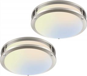 img 4 attached to Versatile And Energy-Efficient Amico LED Ceiling Light- 2 Pack, Selectable Light Temperature, Brushed Nickel Finish, Dimmable, 1800LM High Brightness
