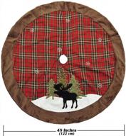 upgrade your christmas decor with haumenly's rustic plaid tree skirt featuring black moose embroidery and brown faux fur border - 48 inch logo