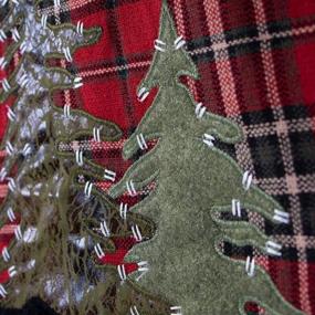 img 2 attached to Обновите свой рождественский декор с помощью деревенской клетчатой ​​юбки HAUMENLY'S с вышивкой черного лося и коричневой каймой из искусственного меха - 48 дюймов