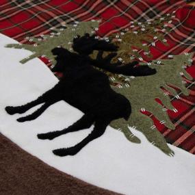 img 3 attached to Обновите свой рождественский декор с помощью деревенской клетчатой ​​юбки HAUMENLY'S с вышивкой черного лося и коричневой каймой из искусственного меха - 48 дюймов