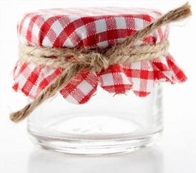 img 2 attached to 12Pcs Red & White Gingham Jar Covers With Hemp Twine - 5In Wide | Nakpunar