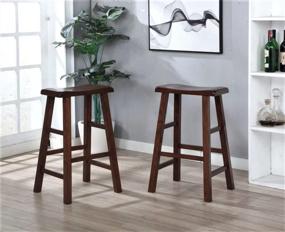 img 3 attached to EHemco Heavy-Duty Solid Wood Saddle Seat Kitchen Counter Barstools, 29 Inches, Walnut, Set Of 2