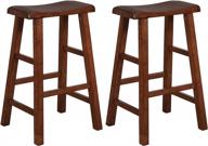 ehemco heavy duty solid wood saddle seat кухонная стойка барные стулья, 29 дюймов, орех, набор из 2 логотип