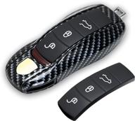 rolling gears remote key fob shell cover and key button rubber compatible with porsche cayenne and macan key fob (mk1 логотип