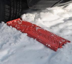 img 1 attached to 🚗 Maxsa 20025 Red Compact Folding Traction Mat: Reliable All Weather Vehicle Extraction (Set of 2)