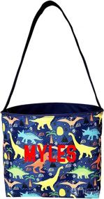 img 4 attached to 🦕 Dinosaur Easter Basket: Personalizable Fabric Tote Bag for Boys and Girls - A Fun Toy Bin and Great Gift Idea