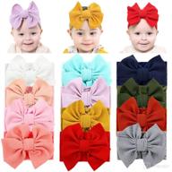 🎀 12 pack dizila elastic wide nylon headbands with big bow hairbands, turban headwraps - hair accessories for baby girls, newborns, infants, toddlers, kids логотип