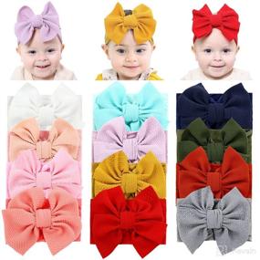 img 4 attached to 🎀 12 Pack Dizila Elastic Wide Nylon Headbands with Big Bow Hairbands, Turban Headwraps - Hair Accessories for Baby Girls, Newborns, Infants, Toddlers, Kids