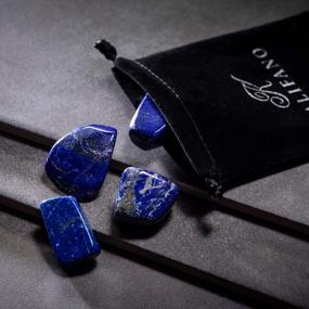 img 4 attached to Experience Calming Anxiety With KALIFANO Tumbled Lapis Lazuli Bundles - AAA+ Jewelry Grade Reiki Crystals - Perfect For Wicca/Healing - Learn More With Included Information Card