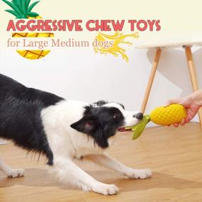 img 2 attached to Indestructible Dog Chew Toys For Aggressive Chewers - Rmolitty Stuffer Treat-Dispensing Tough Dog Toys For Small, Medium, And Large Dogs (Pinapple)