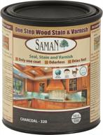 odorless oil-based saman interior one-step wood seal, stain, and varnish for furniture and fine wood - charcoal sam-320 (32 oz) - enhances color and protects wood logo