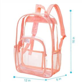 img 1 attached to Transparent Orange School Backpack Heavy Duty Clear Bookbag See Through