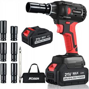 img 2 attached to AOBEN 21V Brushless Cordless Impact Wrench With 1/2" Square Driver, Max 300 Ft-Lbs Torque (400N.M), 2X 4.0Ah Li-Ion Batteries, 6Pcs Impact Sockets Set, Fast Charger And Tool Bag