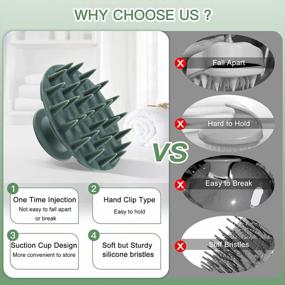 img 3 attached to INNERNEED Silicone Hair Shampoo Brush Scalp Care Massager Hair Washing Brush, For Dandruff Removal, Hair Growth, Head Relaxation, Suck On The Wall (Dark Green)