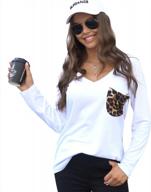 misakia women's leopard pocket tops: short sleeve v neck tees for casual summer style! logo