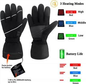 img 3 attached to Rechargeable Heated Gloves For Outdoor Activities - YOYI YOYI Men'S And Women'S Touch Screen Motorcycle Gloves With Windproof And Waterproof Features For Skiing, Riding, Driving - Black