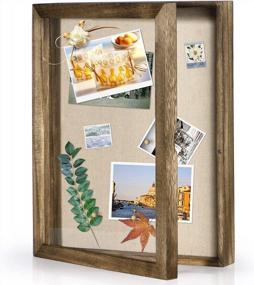 img 4 attached to Love-KANKEI Shadow Box Display Case 11X14 Shadow Box Picture Frame With Linen Back Memorabilia Awards Medals Photos Wood Memory Box Carbonized Black