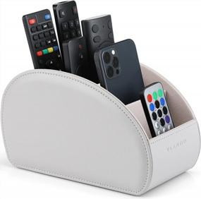 img 4 attached to Vlando Remote Control Holder With 5 Compartment To Store TV,DVD,PU Leather Desk Caddy, Box,Tray Organizer,Desk Supplies For Kids Men Women Black Grey