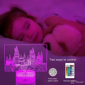 img 2 attached to 🏰 Hogwarts Castle LED Night Light for Kids - Remote Control, Smart Touch, 7 Colors + 16 Colors Changing, Dimmable Castle Lamp - Perfect Gifts for Boys and Girls (Ages 3-9)