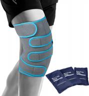 relieve knee pain with reusable gel ice pack & brace for recovery and swelling: blue knee support for injuries & post-surgery logo