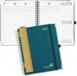 poprun 2023 planner daily weekly and monthly 8.5" x 10.5" -agenda 2023 with hourly schedule & vertical weekly layout, monthly tabs & calendars, hardcover - pacific green logo