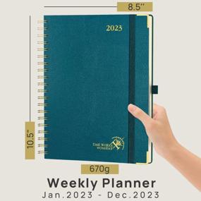 img 3 attached to POPRUN 2023 Planner Daily Weekly And Monthly 8.5" X 10.5" -Agenda 2023 With Hourly Schedule & Vertical Weekly Layout, Monthly Tabs & Calendars, Hardcover - Pacific Green