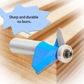 img 2 attached to Aopin 45 Degree Chamfer Edge Forming Router Bit 1/2-Inch Shank, Top Bearing Bevel Edge Forming Router Bits Cutter Woodworking Tool, Blue, Silver, 1Pcs