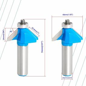 img 3 attached to Aopin 45 Degree Chamfer Edge Forming Router Bit 1/2-Inch Shank, Top Bearing Bevel Edge Forming Router Bits Cutter Woodworking Tool, Blue, Silver, 1Pcs