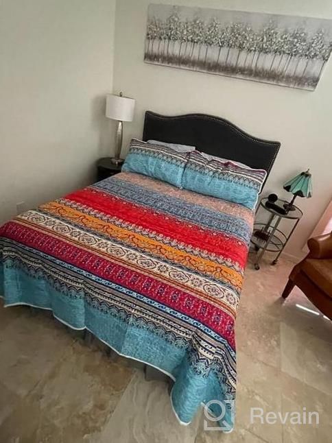 img 1 attached to 🌸 FlySheep Colorful Boho Quilt Set: Bohemian Butterfly Pink n Blue Floral Bedspread/Coverlet for Summer - 92x90 inches review by Tony Reid