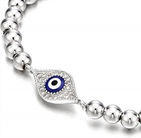 img 3 attached to CZ Evil Eye Protection Beaded Bracelet For Women And Men - COOLSTEELANDBEYOND