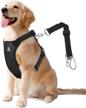 vavopaw dog vehicle safety vest harness, adjustable soft padded mesh car seat belt leash harness with travel strap and carabiner for most cars, size extra large, black logo