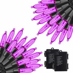 img 4 attached to Vibrant Purple Halloween And Christmas String Lights With 8 Lighting Modes And Timer - 2 Pack Battery Operated LED Fairy Lights Perfect For Indoor And Outdoor Decoration