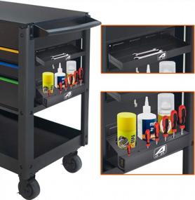 img 3 attached to 4-Piece Magnetic Toolbox Tray Set With Paper Towel And Spray Can Holders - Ideal For Cabinet, Side Shelf, Van, Workshop Storage - Magnetic Tool Box Organizer In Black By Eisen Trayset
