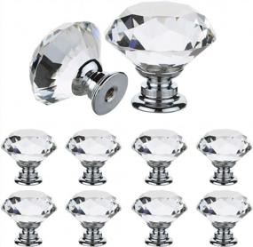 img 4 attached to 16 Pcs Crystal Glass Cabinet Knobs - 30Mm Diamond Drawer Pulls For Home Office, Bathroom Cupboard, Nursery Furniture Wardrobe DIY